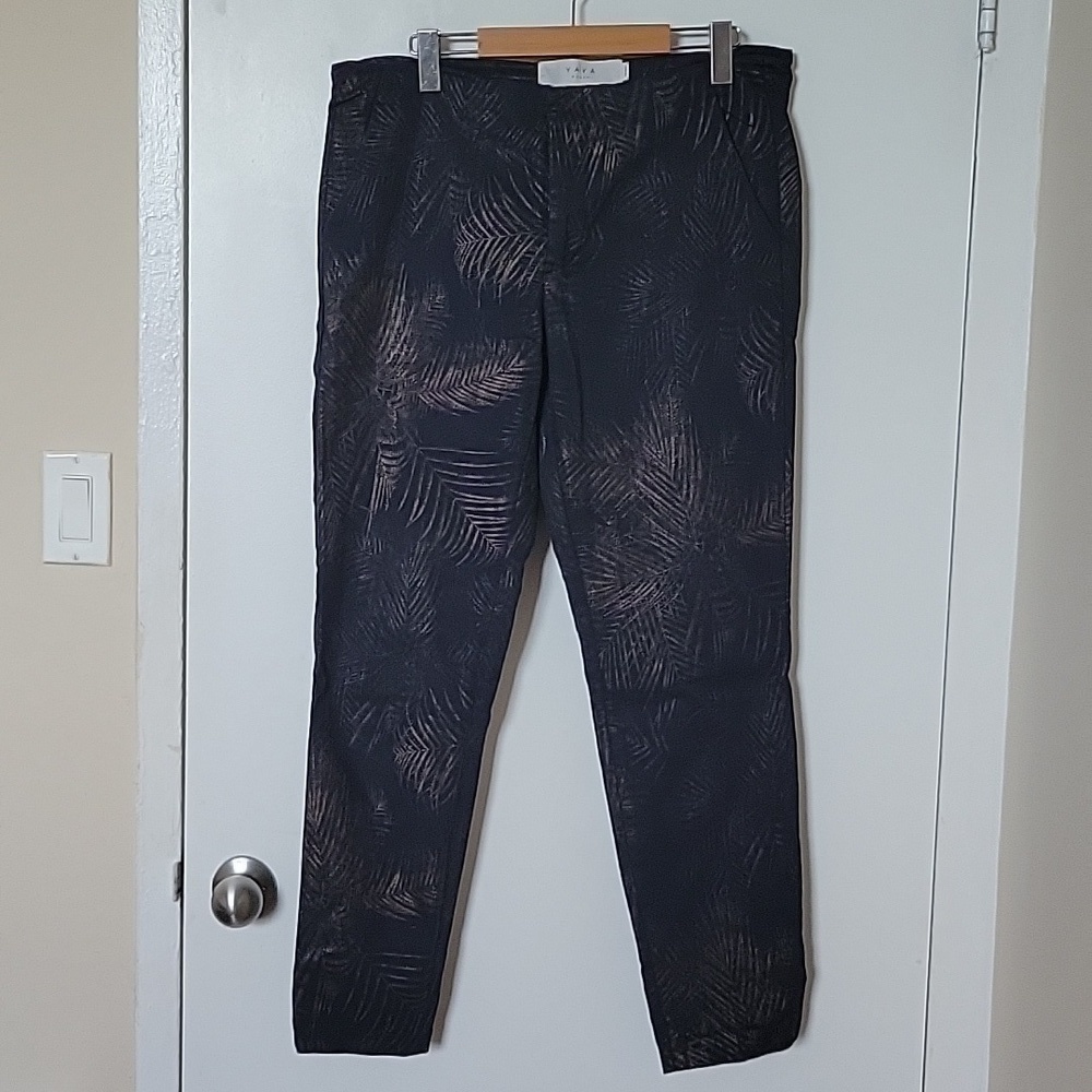 YAYA Palm Print Skinny Pants 10
